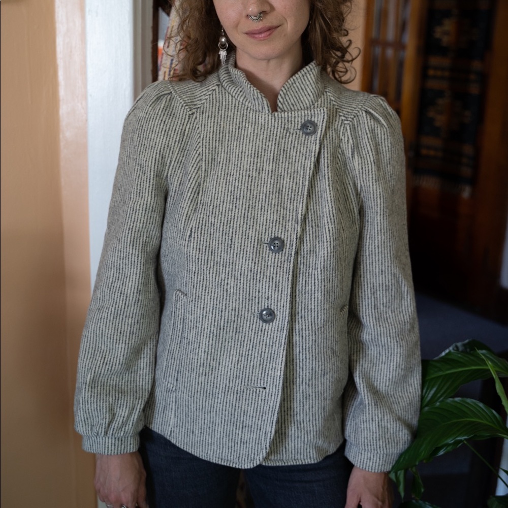 Cute Cropped Striped Wool Jacket